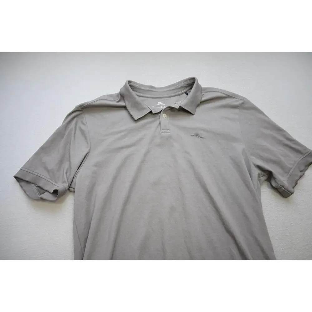Tommy Bahama Golf Polo Gray Pima Poly Marlin Short Sleeve Mens‎ Size XL